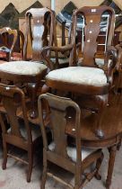 A set of twelve modern Eastern hardwood splat back dining chairs with upholstered drop-in seats, set