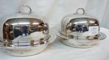 A pair of Mappin & Webb silver plated muffin dishes - engraved 'Bobby's Restaurant'