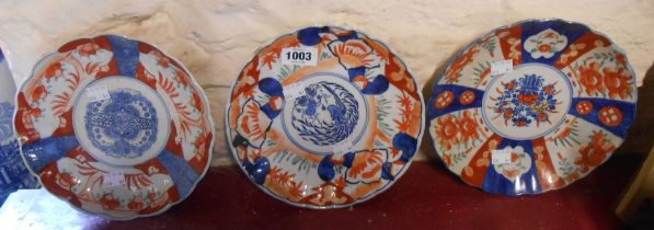 Three Japanese Imari plates