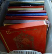 A crate containing a quantity of LP records, mainly classical