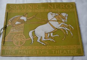 A vintage theatre programme entitled Souvenir of Nero with coloured depictions of actors in costume