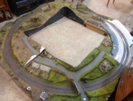 Four sections from a large model railway layout including tunnels, roads, houses, etc.