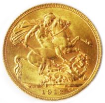 A George V 1912 gold Sovereign