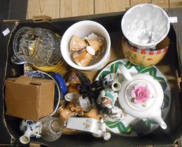 A box containing a quantity of ceramic, glass and other collectable items