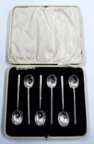 A cased set of six silver coffee spoons by William Hutton & Sons - Sheffield 1930