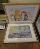 E.B. Cozens: a framed pastel drawing entitled 'The Dart at Hembury Woods' - signed and dated