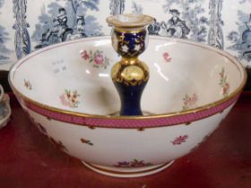 A Booths style pottery bowl decorated in the 18th Century style - sold with a 19th Century bone