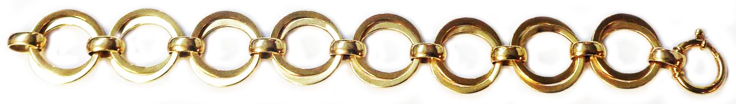 An import marked 375 (9ct.) gold designer split open disc-link bracelet with sprung clasp - 19.5cm