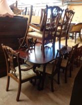 A set of eight 20th Century mahogany framed Chippendale style dining chairs with upholstered drop-in