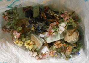 A bag containing a quantity of Chinese model bonsai style trees with glass petals and foliage each