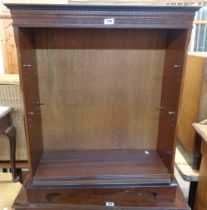 A 76cm reproduction mahogany three shelf open bookcase, set on bracket feet
