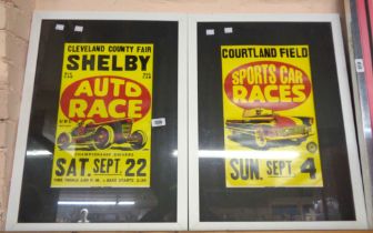 A pair of framed and glazed reproduction US race meet posters