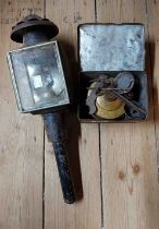 An old Primus portable camping stove in original tin box - sold with an antique single carriage