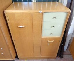 An 88cm retro G-Plan part painted tallboy with hanging space to one side, three short drawers and