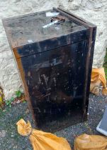 An old japanned tin travelling trunk - wear