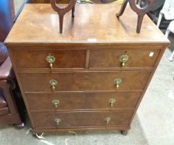 A 77cm antique walnut chest of two short and three long graduated drawers, set on short legs with