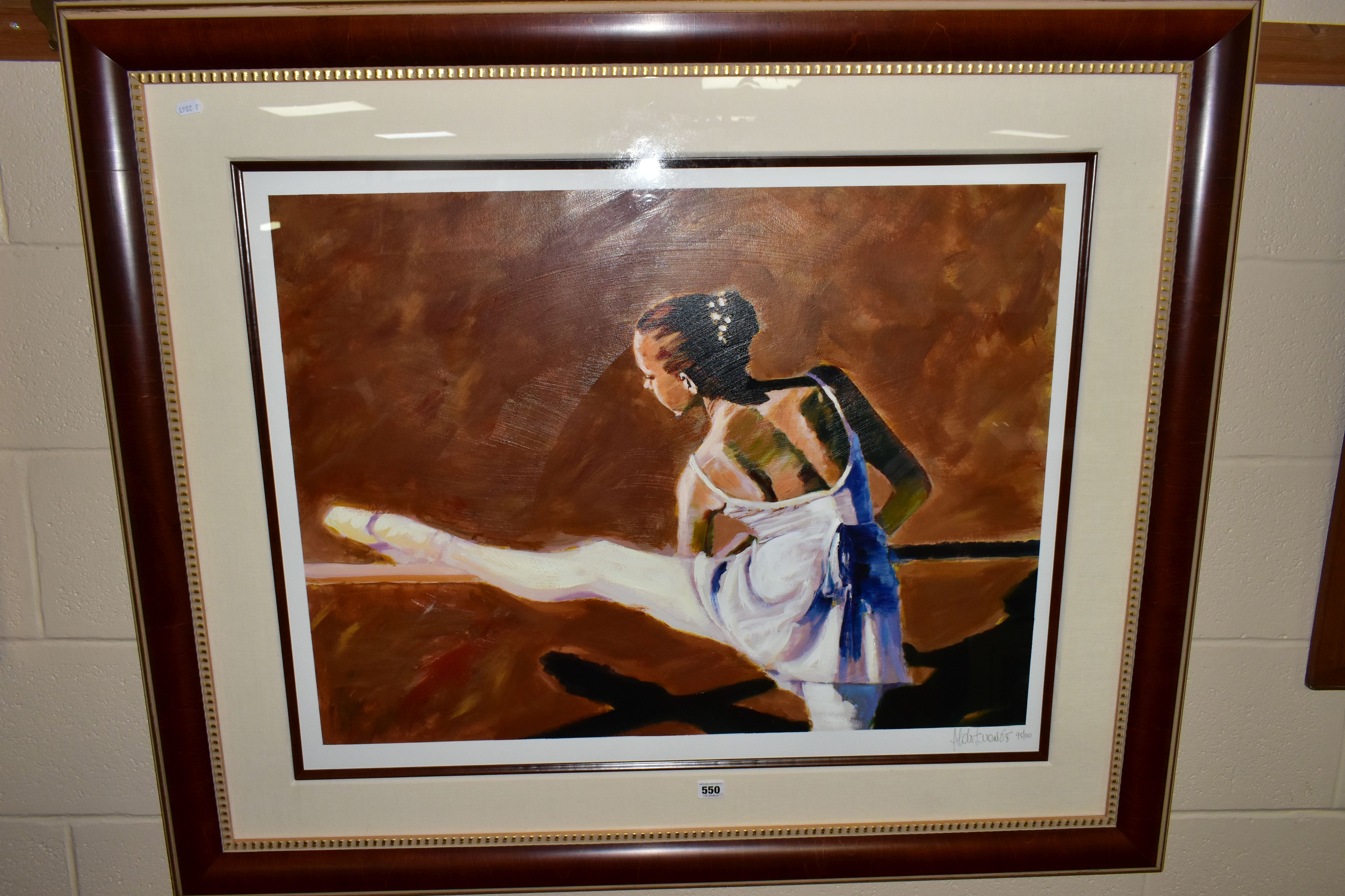 ALDO LUONGO (ARGENTINA 1940) 'AT THE BARRE', a signed limited edition print depicting a ballerina