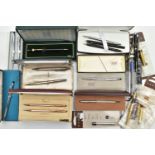 A BOX OF ASSORTED 'CROSS' PENS, to include a silver ball point pen, hallmarked S&S London 2006, a