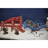 A COLLECTION OF AUTOMOTIVE TOOLS including a metal toolbox containing spanners, sockets etc, axle