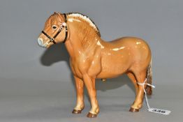 A BESWICK NORWEGIAN FJORD HORSE, model no 2282, dun gloss, printed backstamp and curled up Beswick