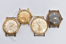 FOUR WATCH HEADS, the first an automatic movement, round dial signed 'Le Cheminant' skymaster 25