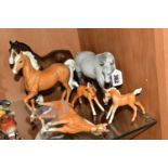 SIX BESWICK HORSES AND FOALS, comprising a brown Welsh Cob (Standing) model no 1793, First
