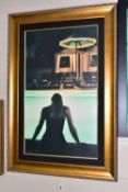 CARRIE GRABER (AMERICA 1975) A STUDY OF A FEMALE FIGURE SITTING AT A SWIMMING POOL, signed limited