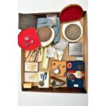 A BOX OF ASSORTED ITEMS, to include two cased large medals of honor of the Senate of the Hanseatic
