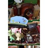 A COLLECTION OF BAKELITE ITEMS, to include two thermos flagons/jugs, a Santon two pin multi-plug,