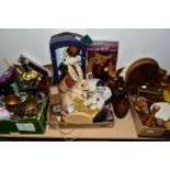 THREE BOXES OF ASSORTED SUNDRY ITEMS ETC, to include a boxed DanDee 100th anniversary teddy bear,