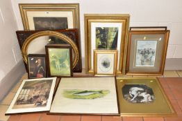 A SMALL QUANTITY OF PICTURES AND MIRRORS ETC, to include a J Boydell print 'The Misers' published