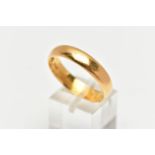 A LARGE 22CT GOLD BAND RING, a courted band ring, approximate width 5.5mm, hallmarked 22ct
