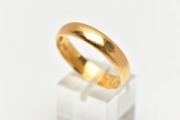 A LARGE 22CT GOLD BAND RING, a courted band ring, approximate width 5.5mm, hallmarked 22ct