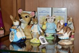 FIVE BOXED ROYAL ALBERT BEATRIX POTTER FIGURES, comprising Johnny Town-Mouse, Little Pig Robinson,