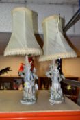 TWO LLADRO TABLE LAMPS, comprising 'Girl with pigeons' 4507 and 'College lamp' 4508 boy with