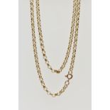 A 9CT GOLD BELCHER CHAIN, a long belcher chain, fitted with a spring clasp, hallmarked London