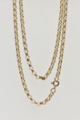 A 9CT GOLD BELCHER CHAIN, a long belcher chain, fitted with a spring clasp, hallmarked London