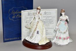 TWO ROYAL WORCESTER FOR COMPTON & WOODHOUSE 'SPLENDOUR AT COURT' LIMITED EDITION FIGURINES, sculpted
