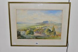 THREE MID 20TH CENTURY WATERCOLOUR LANDSCAPES, comprising a landscape with a rocky outcrop and a