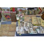 CIGARETTE CARDS & EPHEMERA three boxes containing a large collection of Cigarette Cards (1000s) in