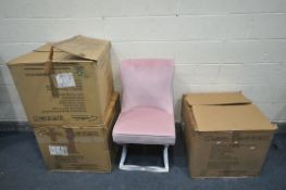 THREE BELGRAVIA DINING CHAIRS, two in French velvet, and one in light grey, all new in box, but