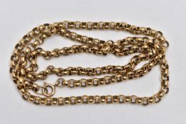 A 9CT GOLD BELCHER CHAIN, polished belcher link chain fitted with a spring clasp, hallmarked 9ct