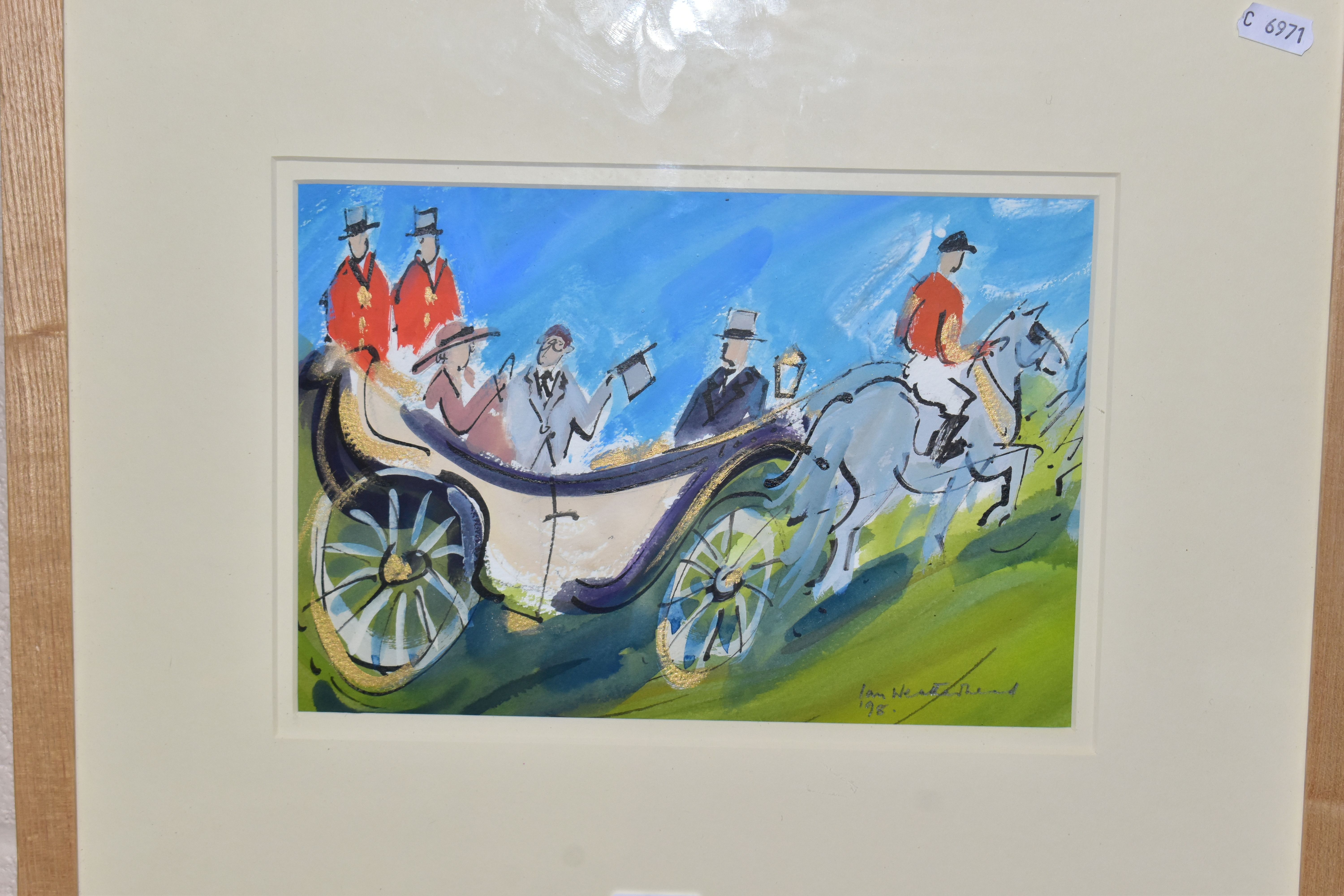 AN WEATHERHEAD (BRITISH 1932) 'ACCOMPANYING MAMA', figures in a carriage with coachmen and horse, - Image 2 of 3