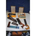A BOXED STANLEY NO 50 COMBINATION PLANE with a full set of 17 cutters, a boxed No 4 plane, a