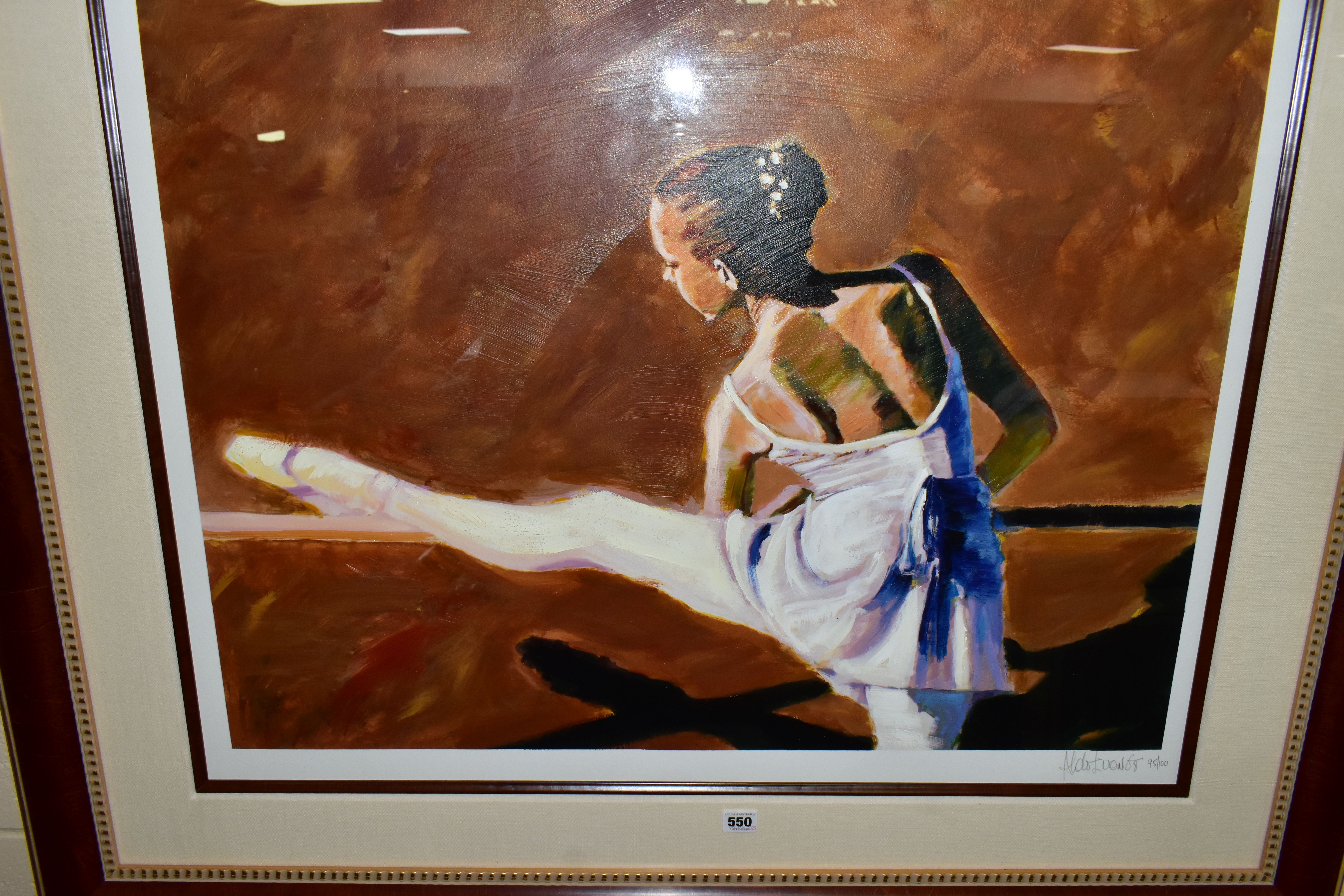 ALDO LUONGO (ARGENTINA 1940) 'AT THE BARRE', a signed limited edition print depicting a ballerina - Image 2 of 3