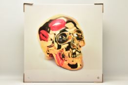 RORY HANCOCK (WALES 1987) 'LOVE ME FOREVER', a signed limited edition box canvas print of a skull,