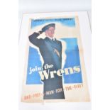 WWII ERA WRENS RECRUITMENT POSTER, it appears to be genuine but has some slight damage around the