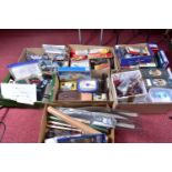 A LARGE QUANTITY OF BOXED AND UNBOXED OO/HO GAUGE LINESIDE BUILDINGS, SCENIC ACCESSORIES TRACK AND