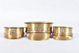 THREE TRENCH ART STYLE OFFICERS CAPS, the largest one has a cap badge on the from but it has been