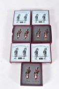 SEVEN BRITAINS SCOTS GUARDS PIPERS FIGURE SETS, No.40210, all appear complete and in good condition,